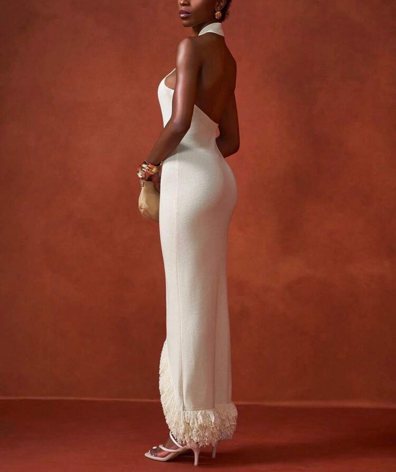 Vestido de malha bege