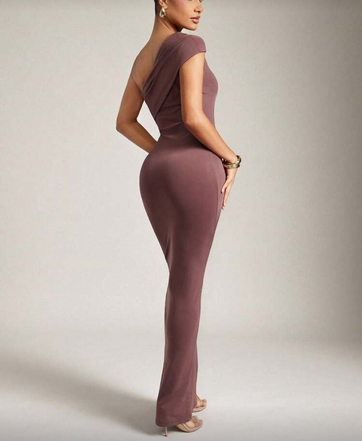Vestido de malha castanho