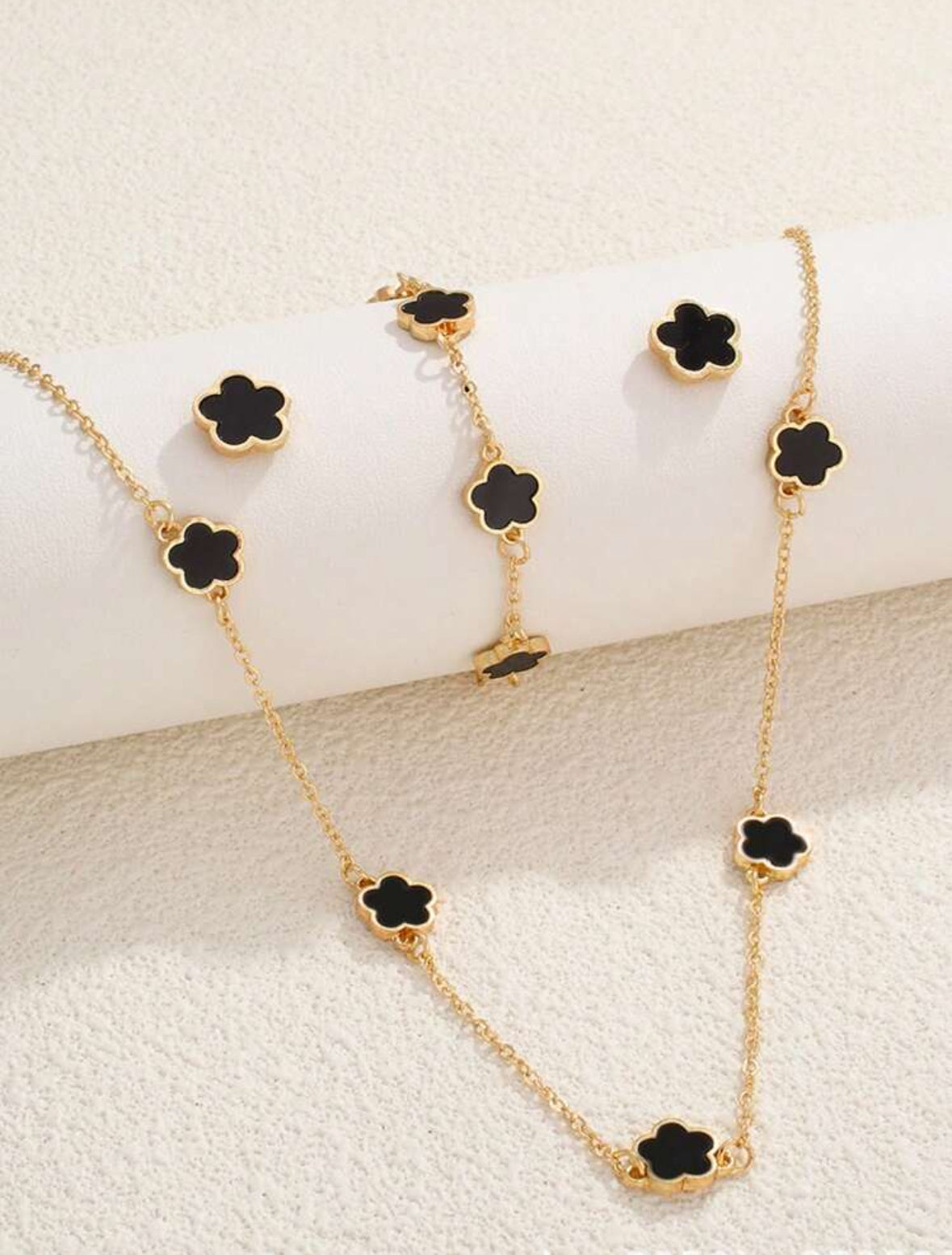 Conjunto de 3pcs trevo preto