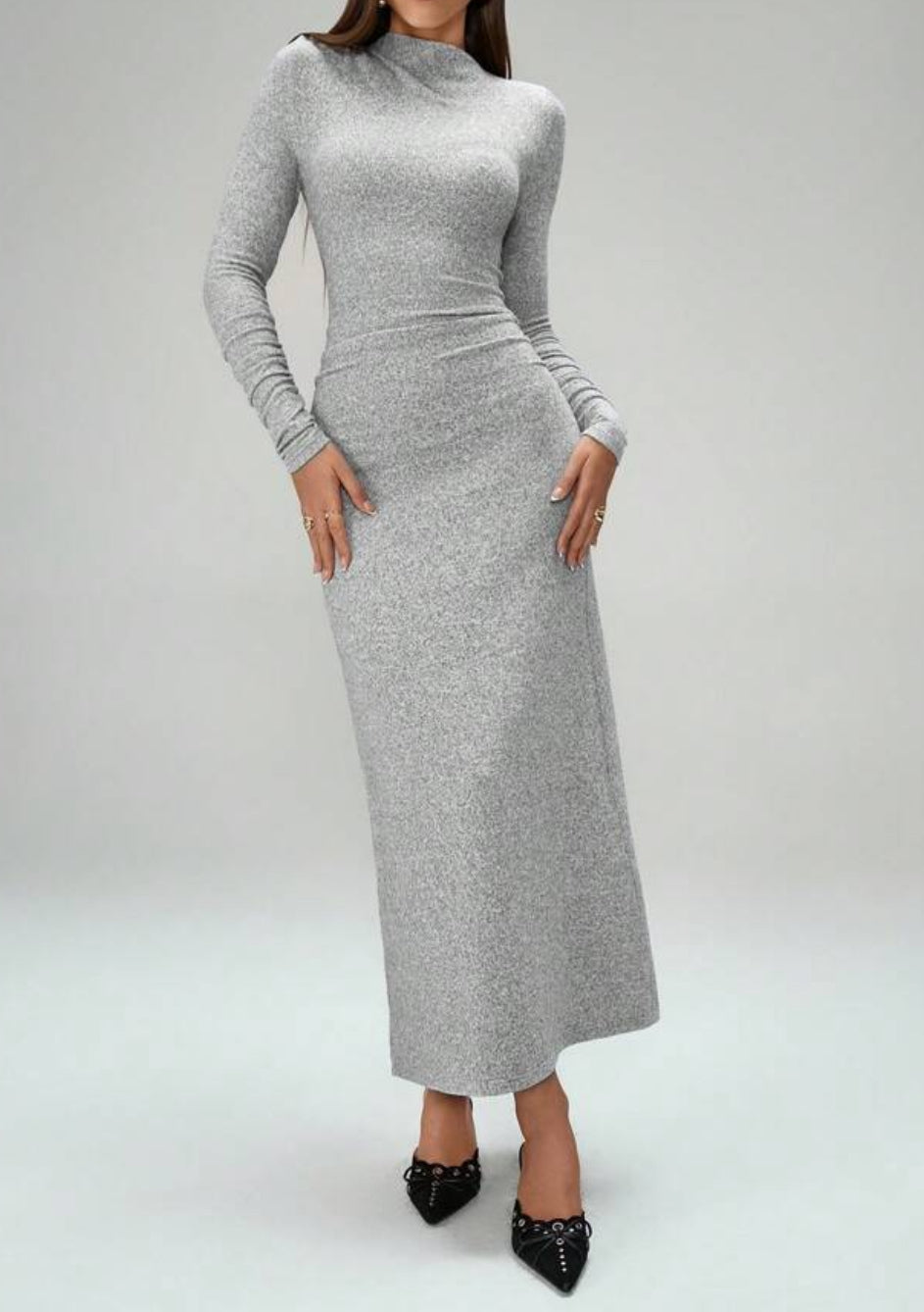 Vestido longo cinzento
