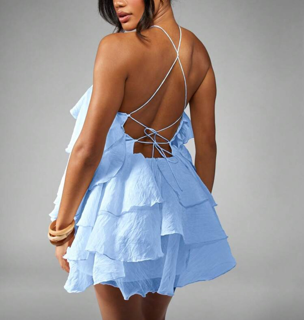 Vestido em camadas azul