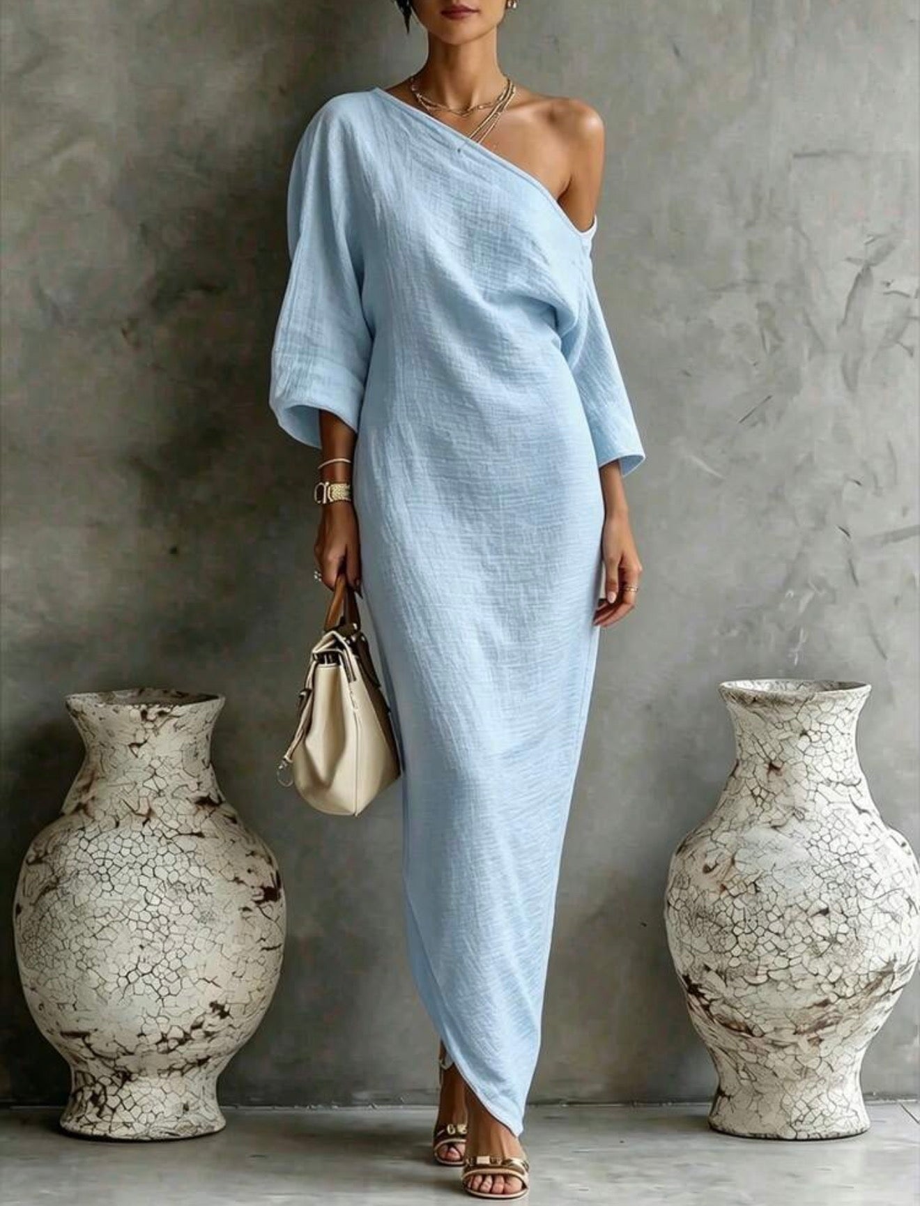 Vestido texturizado azul