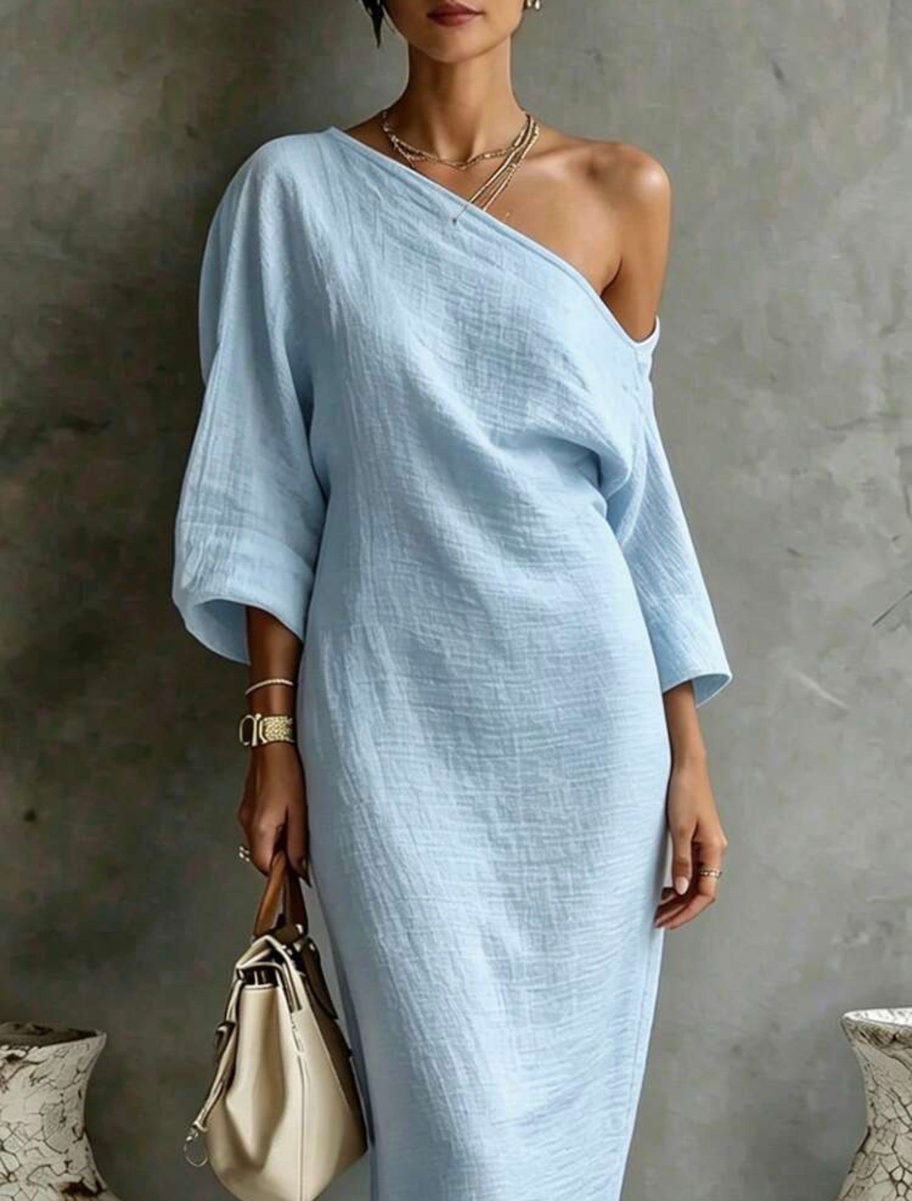 Vestido texturizado azul