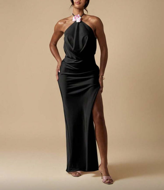 Vestido acetinado preto