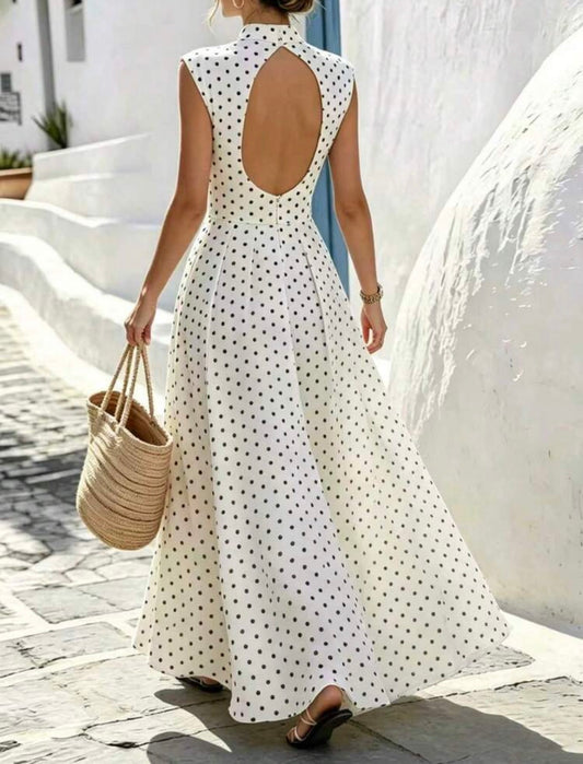 Vestido elegante bolinhas branco