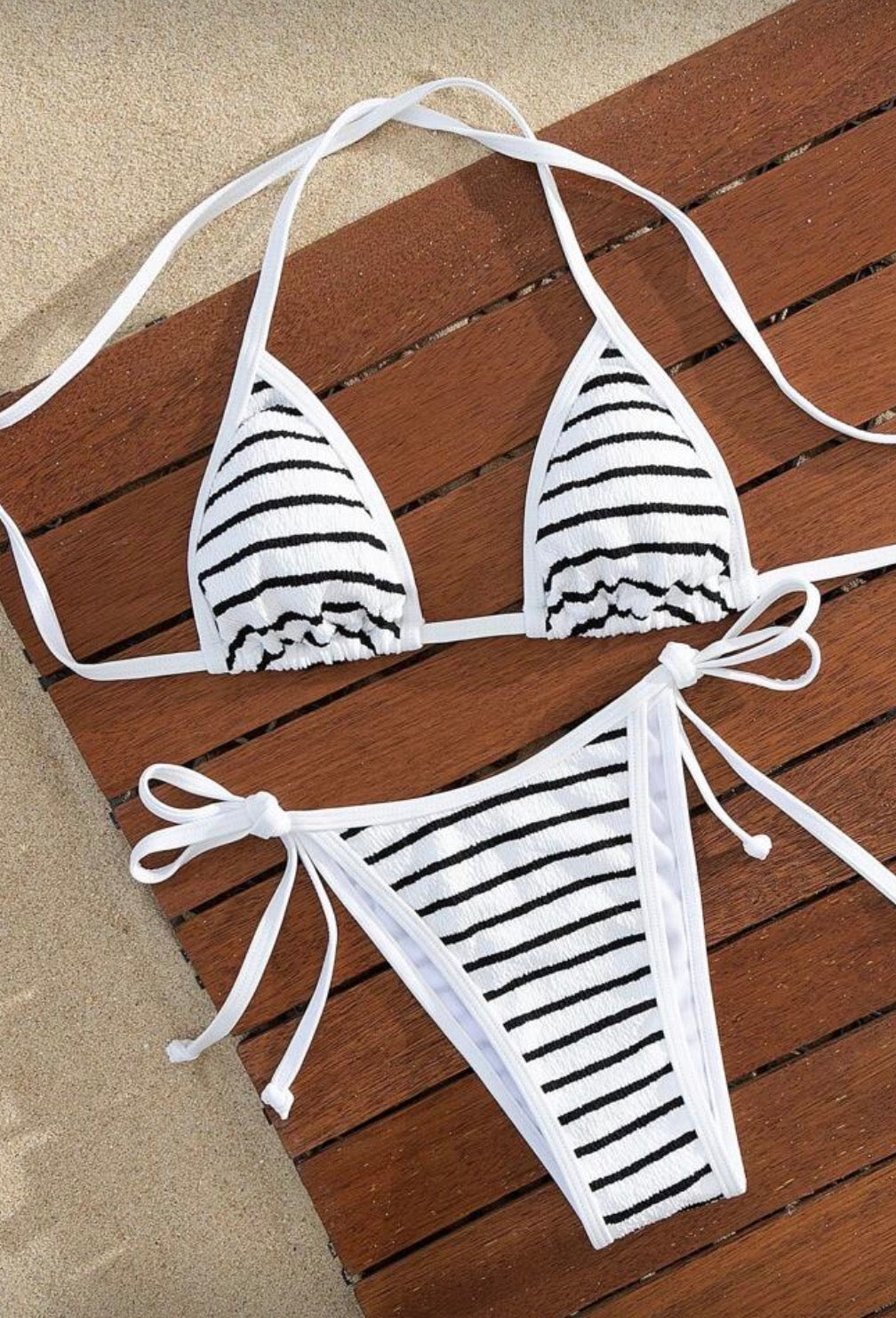 Fato de banho branco listrado