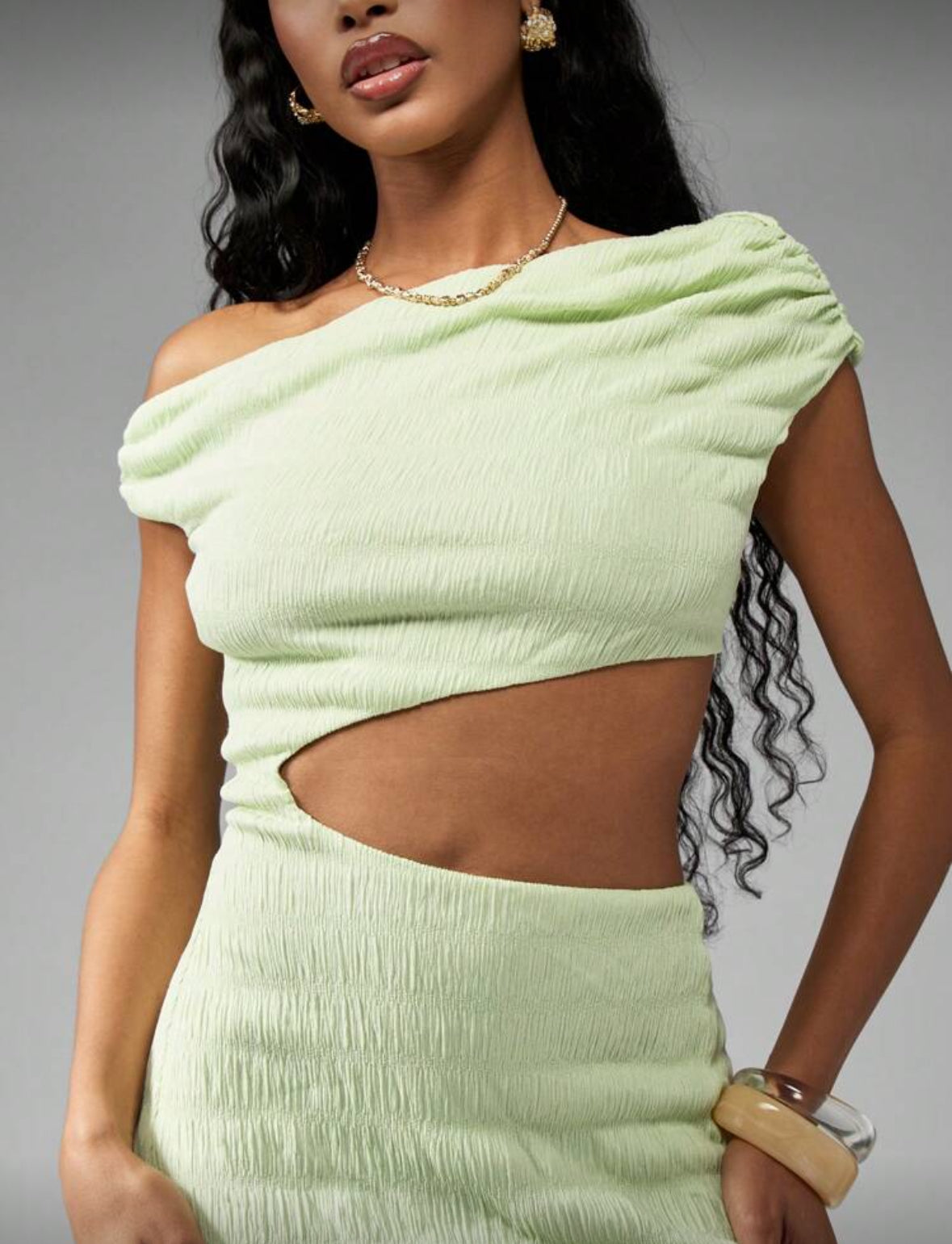 Vestido texturizado verde