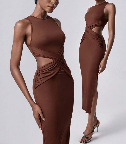Vestido sexy castanho
