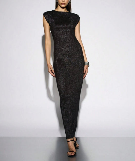 Vestido de malha metálica preto