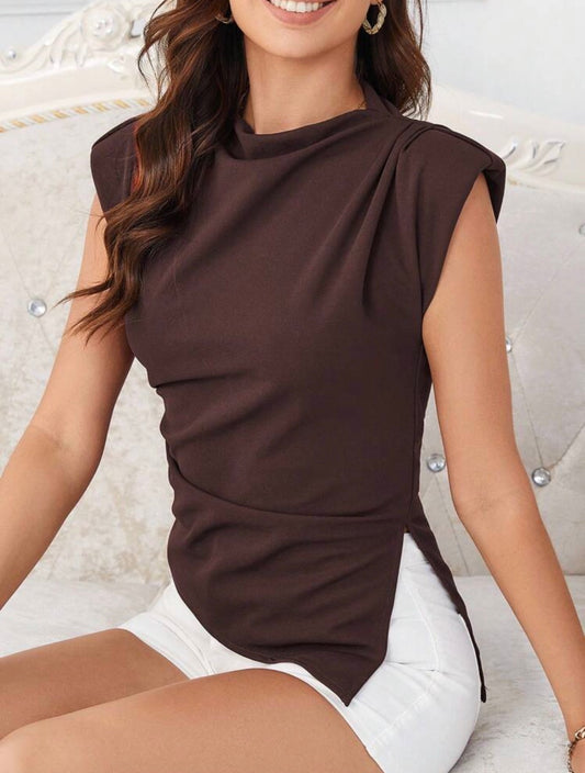 Blusa casual castanha