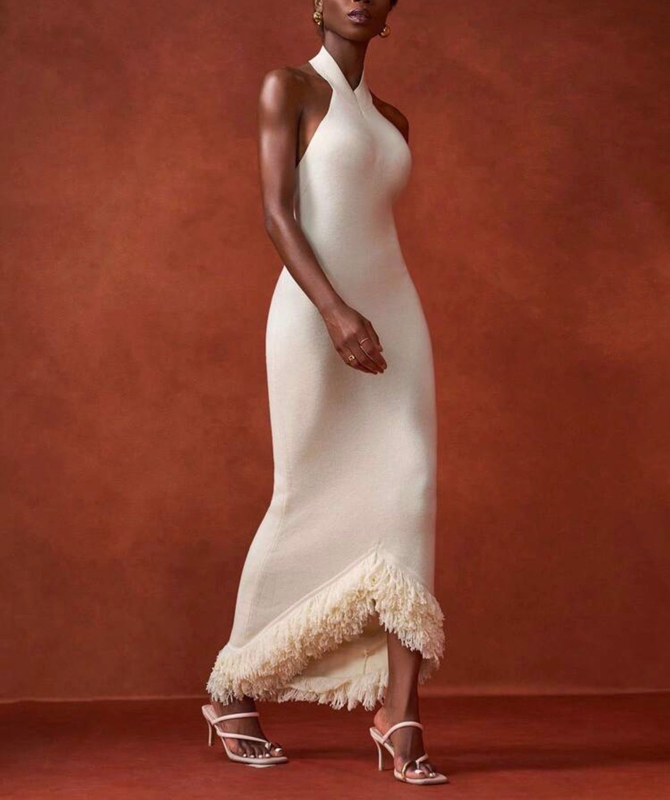 Vestido de malha bege