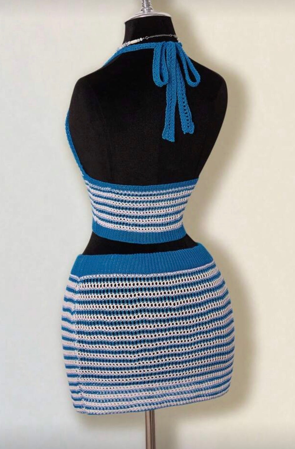 Conjunto crochê listrado