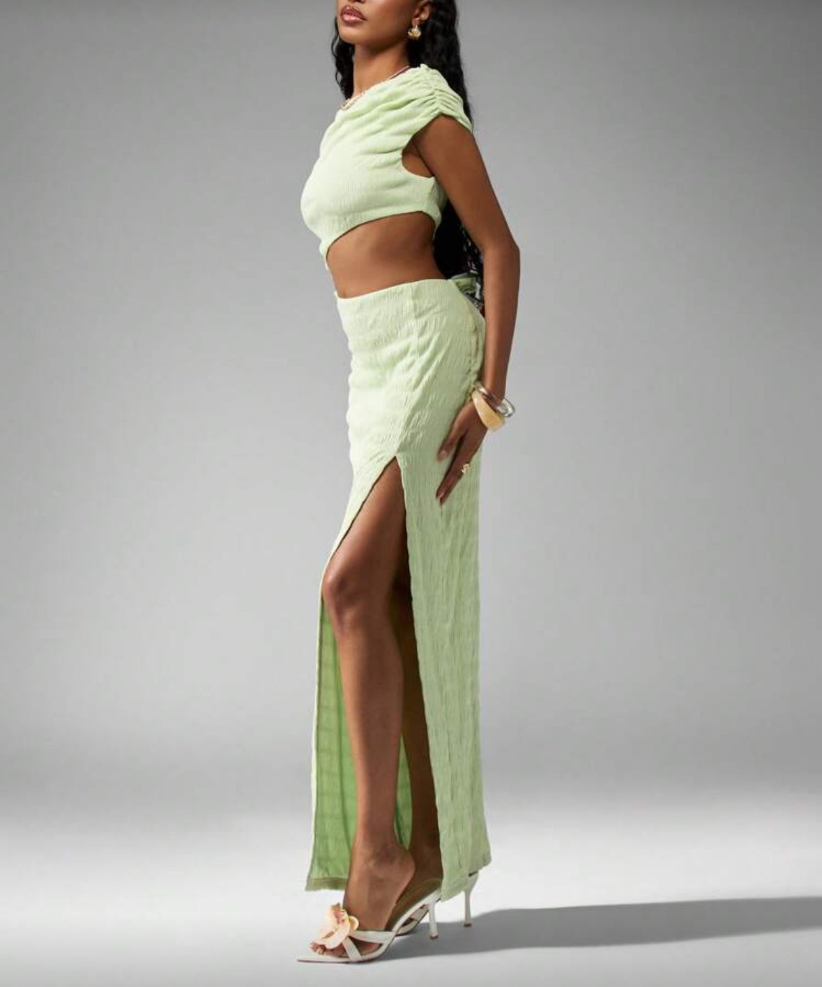 Vestido texturizado verde