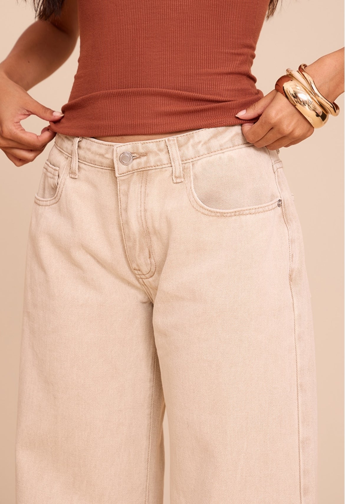 Calça jeans bege