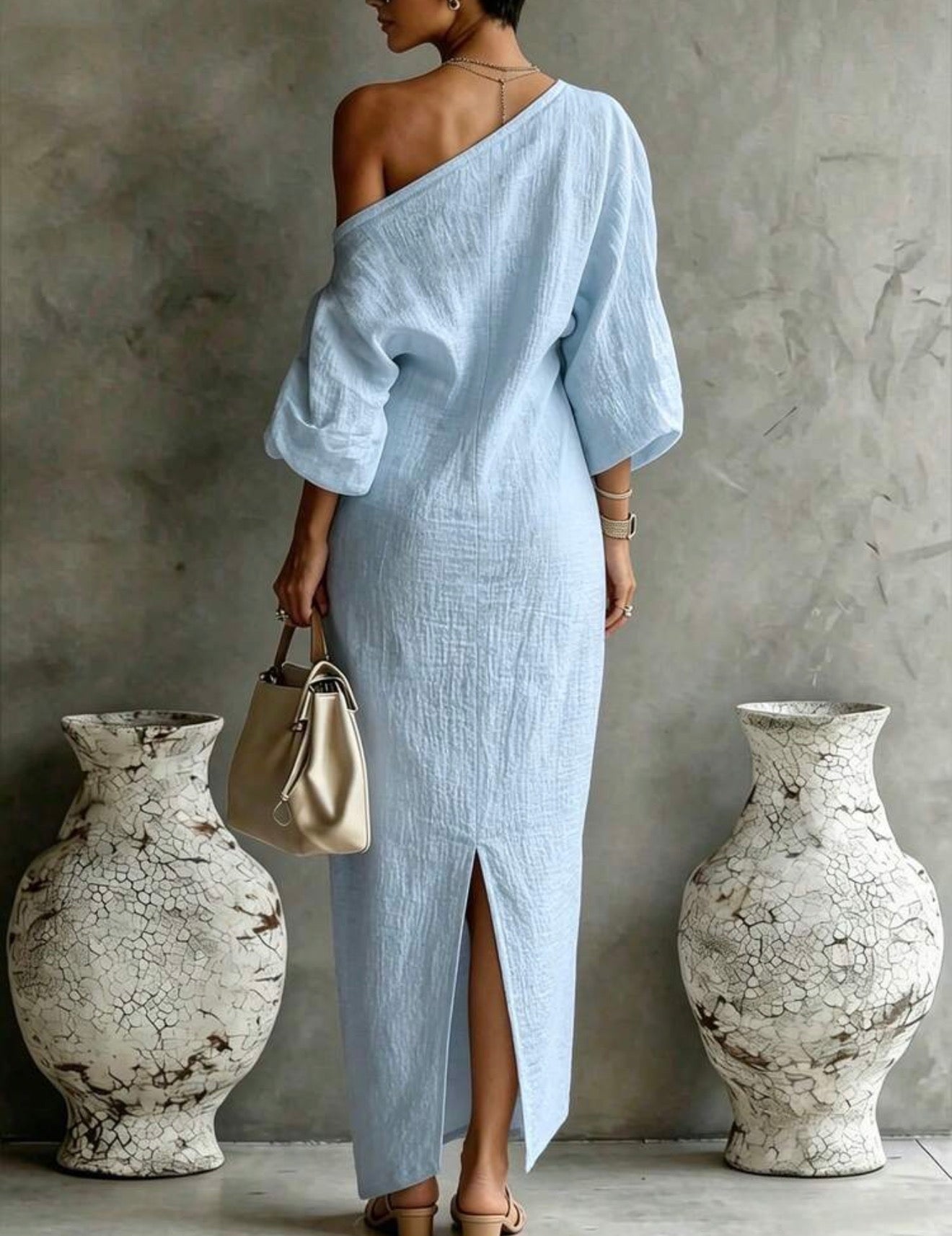 Vestido texturizado azul