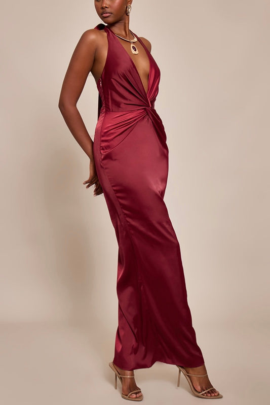 Vestido cor de vinho elegante