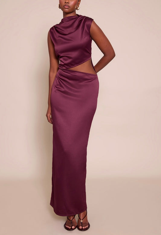 Vestido cor de vinho cetim