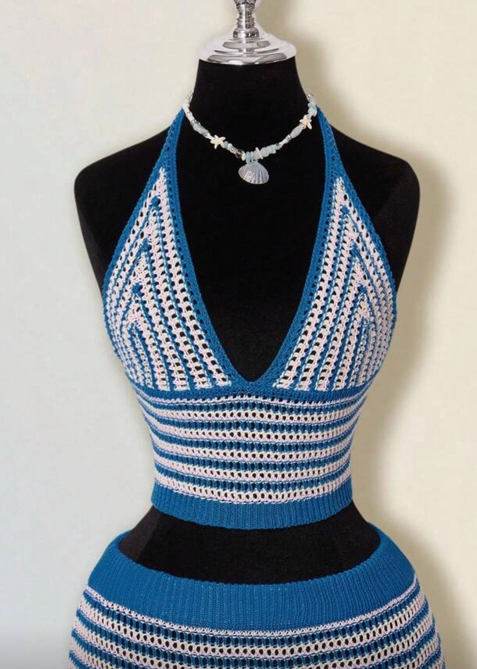 Conjunto crochê listrado