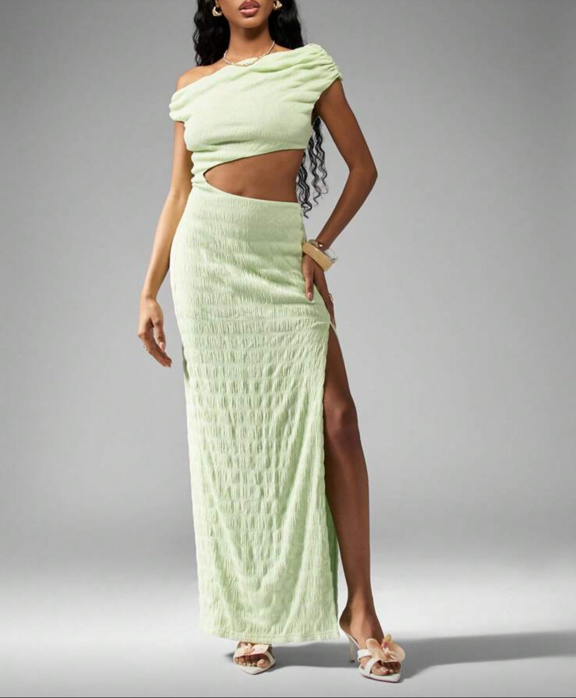 Vestido texturizado verde