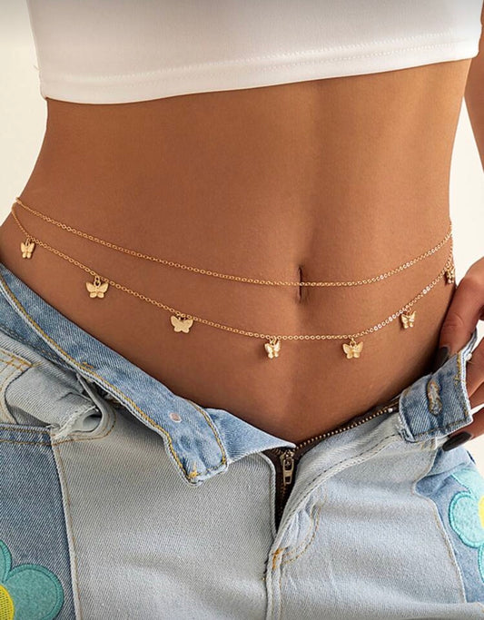 Fio dourado com borboletas