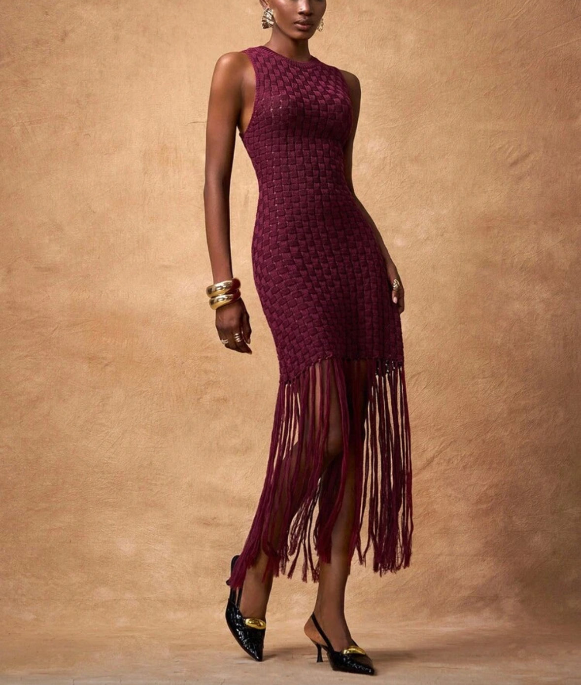 Vestido elegante bordo